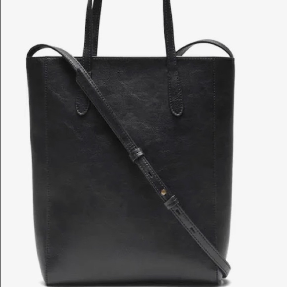 Banana Republic Black Vegan Leather Mini Tote